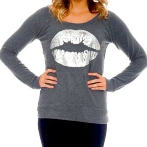 Chaser charcoal silver foil lip sweatshirt